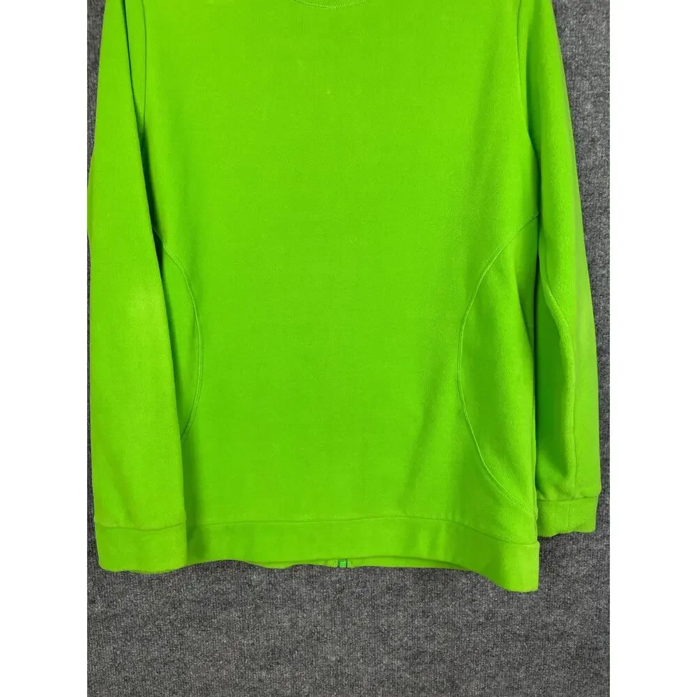 Adidas Fleece Sweater Full Zip Large Lime Green Long‎ Sleeve